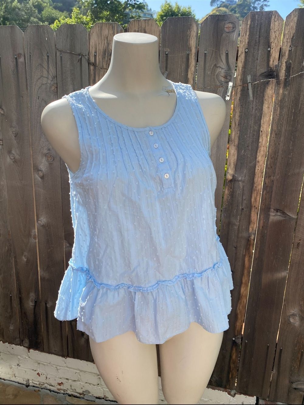 Light Blue Sleeveless Ruffle Hem Tank Top size small